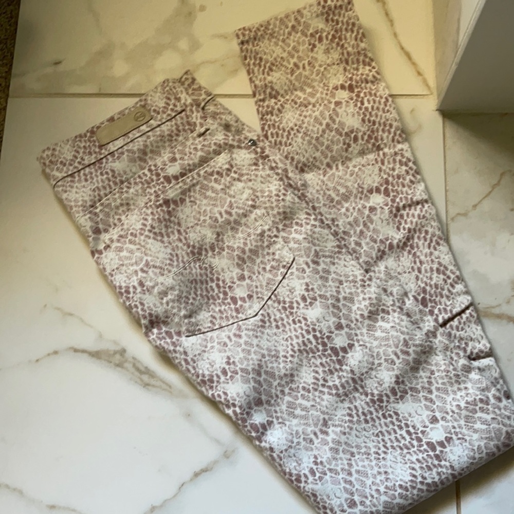AG blush reptile print Ferrah skinny jeans